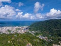 Phuket Thailand patong bay,Amazing landscape nature view from Drone camera. Aerial view of patong city in phuket thailand. Royalty Free Stock Photo