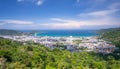 Phuket Thailand patong bay. Panorama landscape nature view from Drone camera. Aerial view of patong city in phuket thailand. Royalty Free Stock Photo