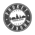 Phuket Thailand Round Stamp Icon Skyline City Vector Seal.