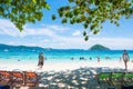 Phuket, Thailand - September 3, 2017 :Wooden beach chairs on the Royalty Free Stock Photo