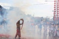 Phuket Town / Thailand - October 7, 2019: Nine Emperor Gods Festival or Phuket Vegetarian Festival parade, Thai Chinese devotee