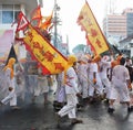 Phuket Town / Thailand - October 7, 2019: Nine Emperor Gods Festival or Phuket Vegetarian Festival street procession, parade with Royalty Free Stock Photo