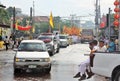 Phuket Town / Thailand - October 7, 2019: Phuket Vegetarian Festival or Nine Emperor Gods Festival parade with a row of vehicles Royalty Free Stock Photo