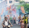 Phuket Town / Thailand - October 7, 2019: Phuket Vegetarian Festival or Nine Emperor Gods Festival procession with man on motor