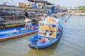 Phung Hiep floating market at seven-ways crossroads (Nga Bay), Can Tho city, Tien Giang Royalty Free Stock Photo