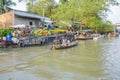 Phung Hiep floating market at seven-ways crossroads (Nga Bay), Can Tho city, Tien Giang Royalty Free Stock Photo