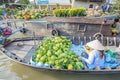 Phung Hiep floating market at seven-ways crossroads (Nga Bay), Can Tho city, Tien Giang Royalty Free Stock Photo