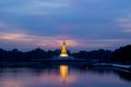 Twilight sky and Buddha statue at PhutthamonthonBuddhist park in Nakhon Pathom Province of Thailand