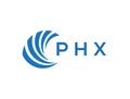 PHX letter logo design on white background. PHX creative circle letter logo concept