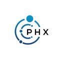 PHX letter technology logo design on white background. PHX creative initials letter IT logo concept. PHX letter design