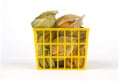 Physalis fruits in plastic basket and isolated Royalty Free Stock Photo