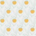 Physalis Hand Drawn Seamless Pattern on Light Grey with Orange B