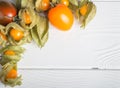 Physalis on a white background with tomatoes