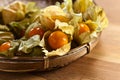 Physalis on a wooden table Royalty Free Stock Photo