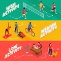 Physical Activity Banner Set Royalty Free Stock Photo