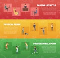 Physical Activity Banners Set Royalty Free Stock Photo