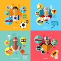 Physical activity flat set of extremely vigorously Royalty Free Stock Photo