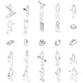 Physical activity icons set vector outline Royalty Free Stock Photo