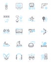 Physical activity linear icons set. Exercise, Fitness, Movement, Health, Strength, Endurance, Agility line vector and