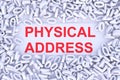 PHYSICAL ADDRESS concept scattered binary code 3D Royalty Free Stock Photo