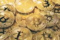 Physical Bitcoin pile background , Bitcoin mining