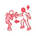 Physical bullying color line icon. Harassment, beat and violence. Sign for web page, mobile app, button, logo. Editable