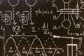 physical and chemical formulas and graphs on a black school board. Royalty Free Stock Photo