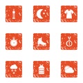 Physical condition icons set, grunge style