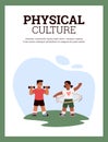 Physical culture and child development banner or poster flat vector illustration.