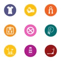 Physical culture icons set, flat style