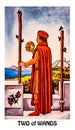 Two of Wands Tarot Card Physical Decisions Stay or Go Travel Over Seas