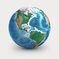 Physical earth globe. North and South America