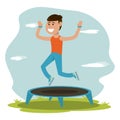 Physical education - boy jumping trampoline sport