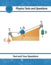 Physical experiment. The rollers showing the compound pully system. Template for exam question with the laws of motion. Force Royalty Free Stock Photo