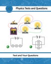 Physical experiment of studying laws of electricity. Ohm\'s law diagram. Electric current voltage resistance in an circuit.