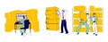 Physical Inventory Count Management. Storekeeper Characters Manage Warehouse Cargo Loading Royalty Free Stock Photo