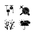 Physical and life sciences black glyph icons set on white space Royalty Free Stock Photo