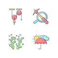 Physical and life sciences RGB color icons set