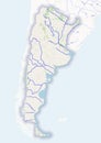 Physical map of the country of Argentina colored