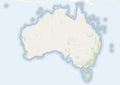 Physical map of the country of Australia colored Royalty Free Stock Photo