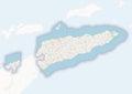 Physical map of the country of East Timor colored