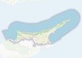 Physical map of the country of Northern Cyprus colored