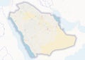 Physical map of the country of Saudi Arabia colored
