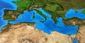 High resolution physical map of Mediterranean Sea Royalty Free Stock Photo