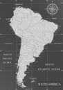 South America minimal map with dark colors. Royalty Free Stock Photo