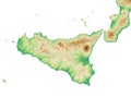 Physical map and satellite view of Sicily region, Italy Royalty Free Stock Photo