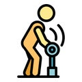 Physical rehabilitation walking stick icon color outline vector Royalty Free Stock Photo