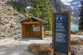 Physical Social Distancing Information Table Moraine Lake Road Banff National Park Alberta Canadian Rocky Mountains