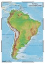 Physical South America map
