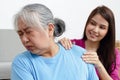 physical therapist Shoulder massage for the elderly with pain. Royalty Free Stock Photo
